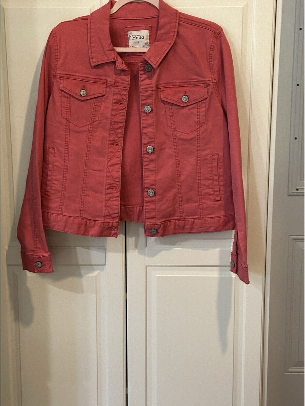 Mudd Junior's Salmon-Pink Cotton Denim Jacket Size L